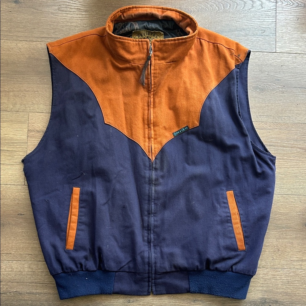 Resistol Horse Hair Zipper Two-Tone Navy and Rust Workwear Vest ! XXL